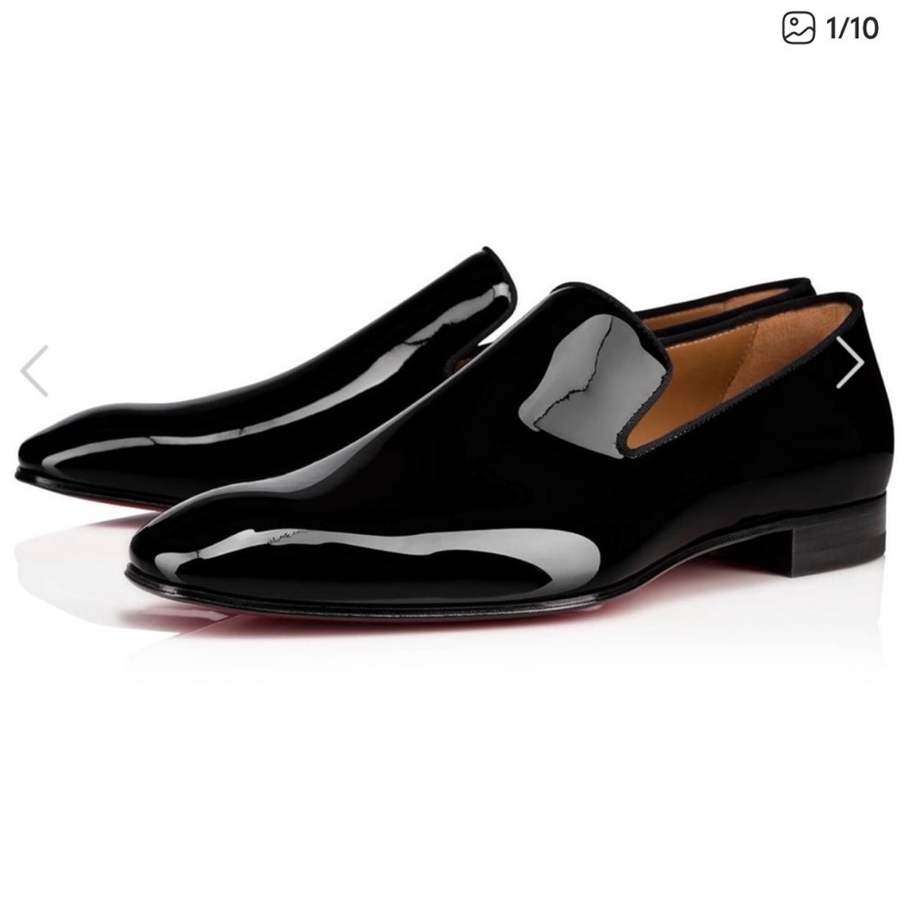 Christian Louboutin Black Patent Leather Slip-On Loafers